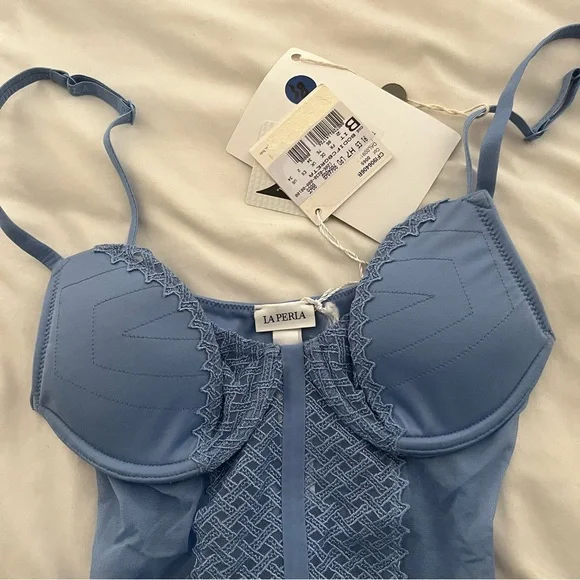 BNWT La Perla Blue Corset Lingerie Bodysuit Size 34B $495 - Picture 2 of 8